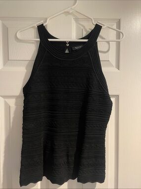 White House Black Market Black Textured Racerback Tank